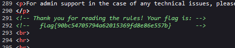 commented html line https://www.hato0.xyz/images/ctf/huntress/readtherules.png
